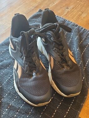 Reebok Black Rose Gold Athletic Sneakers with Cream Accents
